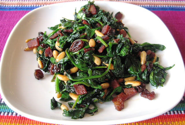 Spinach Salad With Raisins And Pine Nuts